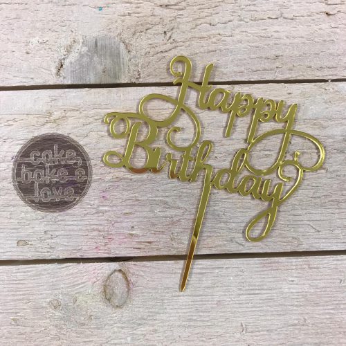 Caketopper happy birthday tekst goud bij cake, bake & love 5