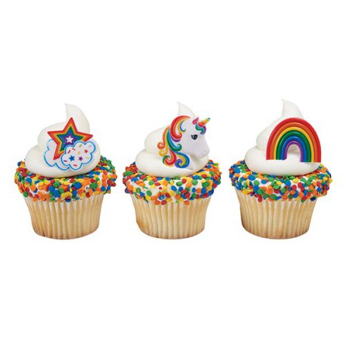 Cupcake ringen regenboog & eenhoorn 12 stuks