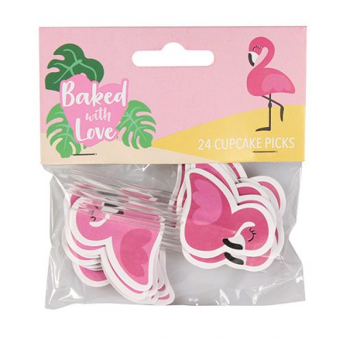 Cupcake prikkers flamingo 24 stuks