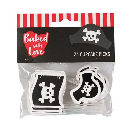 Cupcake prikkers piraten  24 stuks