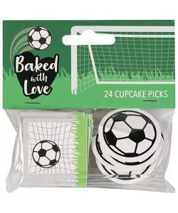 Cupcake prikkers Voetbal 24 stuks