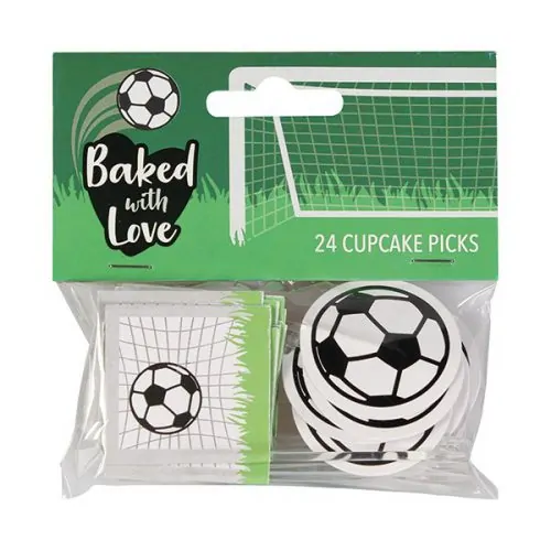 Cupcake prikkers voetbal 24 stuks