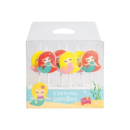 Zeemeermin kaarsjes 6 stuks