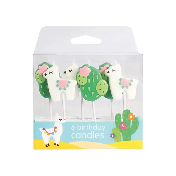 Kaarsjes lama en cactus 6 stuks bij cake, bake & love 5 Lama en cactus kaarsjes 6 stuks