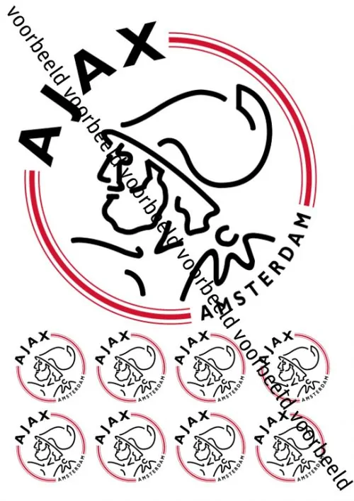 Eetbare taartprint ajax - 18 cm rond + 8 cupcake rondjes