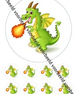 Eetbare Taartprint Draak - 18 cm rond + 8 cupcake rondjes