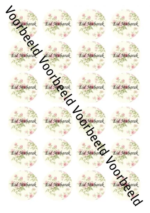 Eetbare cupcakeprint eid mubarak 3 - 24 cupcake rondjes