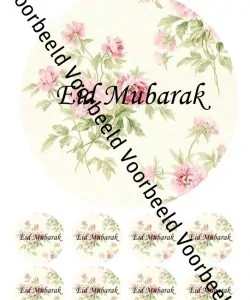 Eetbare Taartprint Eid Mubarak 3 - 18 cm rond + 8 cupcake rondjes