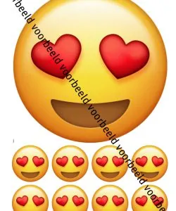 Eetbare Taartprint Emoji Heart Eyes - 18cm + 8 cupcake rondjes