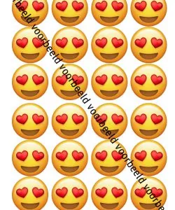 Eetbare Cupcakeprint Emoji Heart Eyes - 24 cupcake rondjes