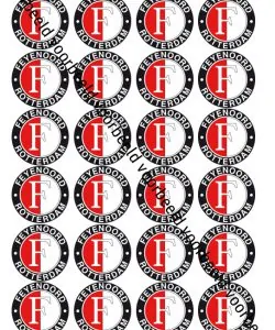 Eetbare Cupcakeprint Feyenoord - 24 cupcake rondjes