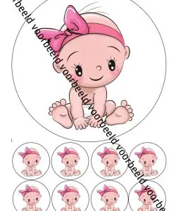 Eetbare Taartprint It's a girl 2 - 18 cm rond + 8 cupcake rondjes