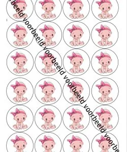 Eetbare Cupcakeprint It's a girl 2 - 24 cupcake rondjes