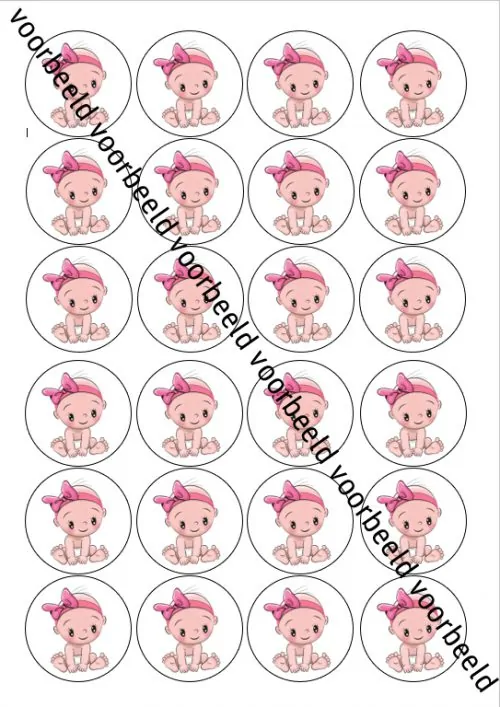 Eetbare cupcakeprint it's a girl 2 - 24 cupcake rondjes