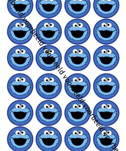 Eetbare Cupcakeprint Cookiemonster - 24 cupcake rondjes