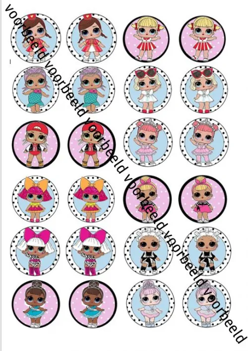 Eetbare cupcakeprint lol surprise 2 - 24 cupcake rondjes