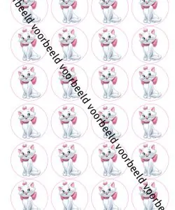 Eetbare Cupcakeprint Marie Aristocats - 24 cupcake rondjes