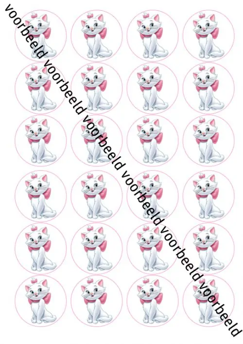 Eetbare cupcakeprint marie aristocats - 24 cupcake rondjes