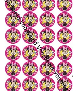 Eetbare Cupcakeprint Minnie Mouse 3 - 24 cupcake rondjes
