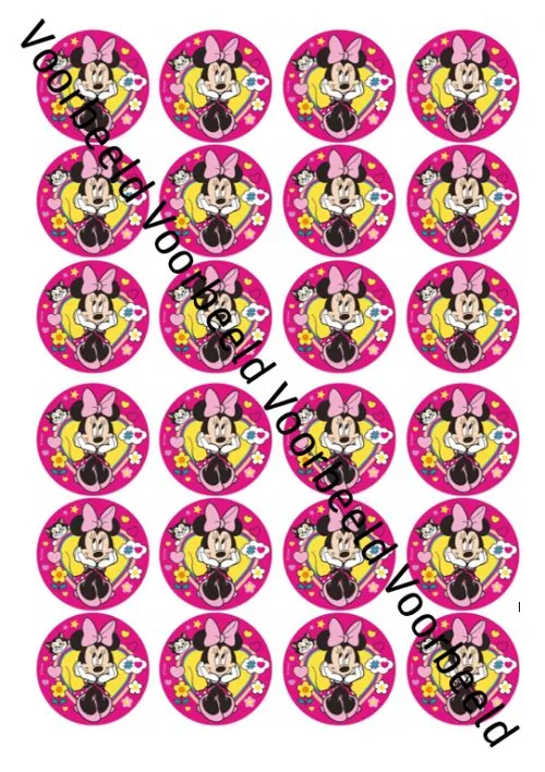 Eetbare cupcakeprint minnie mouse 3 - 24 cupcake rondjes