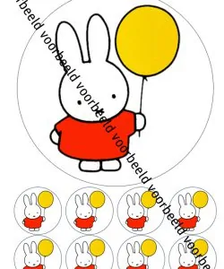 Eetbare Taartprint Nijntje - 18 cm rond + 8 cupcake rondjes