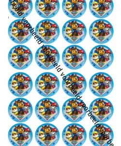 Eetbare Cupcakeprint Paw Patrol 3 - 24 cupcake rondjes