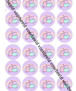 Eetbare Cupcakeprint Pusheen 1 - 24 cupcake rondjes