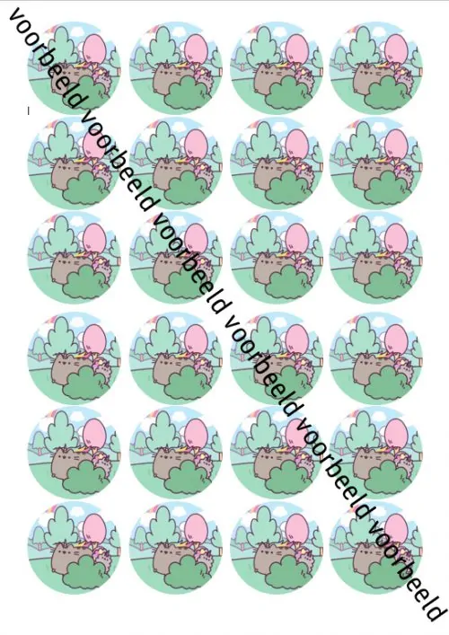 Eetbare cupcakeprint pusheen 2 - 24 cupcake rondjes