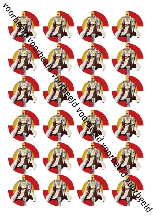 Eetbare cupcakeprint ridder - 24 cupcake rondjes