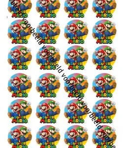 Eetbare Cupcakeprint Super Mario 1 - 24 cupcake rondjes