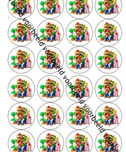 Eetbare Cupcakeprint Super Mario 2 - 24 cupcake rondjes