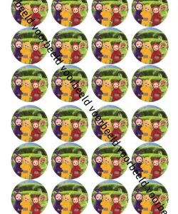 Eetbare Cupcakeprint Teletubbies - 24 cupcake rondjes