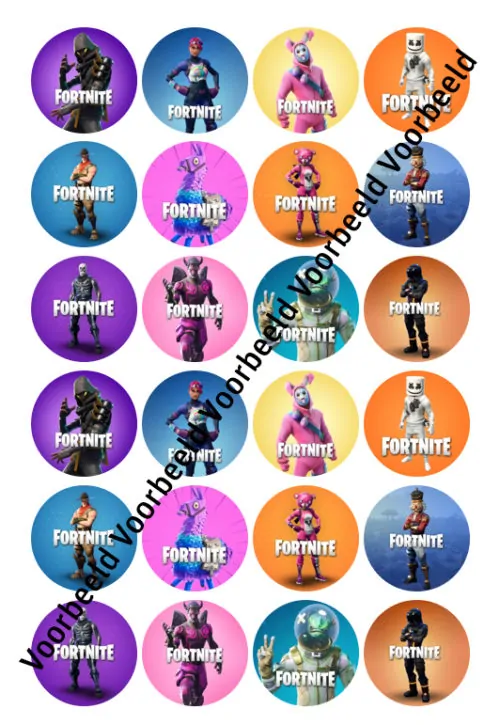 Eetbare cupcakeprint fortnite 2 - 24 cupcake rondjes