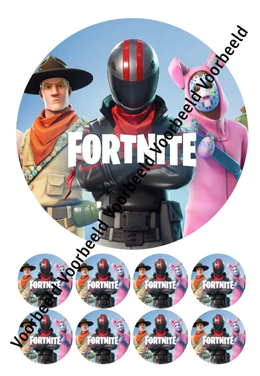 Eetbare taartprint fortnite 4 - 18 cm rond rond + 8 cupcake rondjes bij cake, bake & love 5 Eetbare taartprint fortnite 4 - 18 cm rond rond + 8 cupcake rondjes