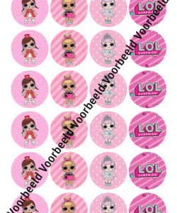 Eetbare Cupcakeprint LOL Surprise 3 - 24 cupcake rondjes