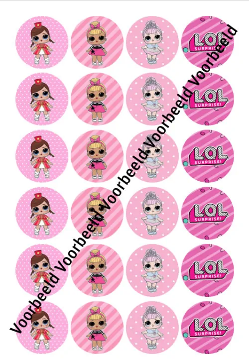 Eetbare cupcakeprint lol surprise 3 - 24 cupcake rondjes