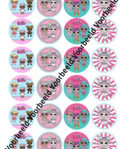 Eetbare Cupcakeprint LOL Surprise 4 - 24 cupcake rondjes