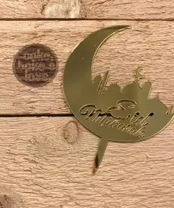 Cake Topper Acryl goud Eid Mubarak