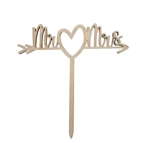 Caketopper mr mrs met pijl hout