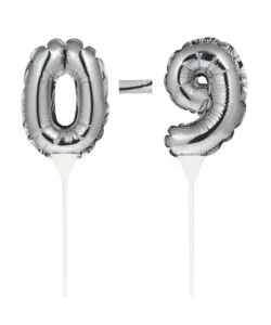 Ballon Cake Topper zilver nummer 4