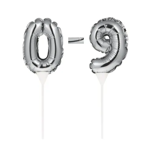 Ballon cake topper zilver nummer 8