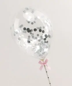 Ballon Caketopper Confetti Ballon zilver