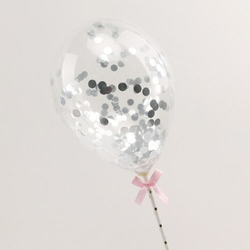Ballon caketopper confetti ballon zilver bij cake, bake & love 5