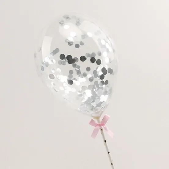 Ballon caketopper confetti ballon zilver bij cake, bake & love 5 Ballon caketopper confetti ballon zilver
