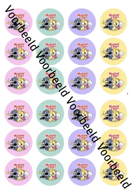 Eetbare cupcakeprint woezel en pip mix 2 - 24 cupcake rondjes bij cake, bake & love 4 Eetbare cupcakeprint woezel en pip mix 2 - 24 cupcake rondjes