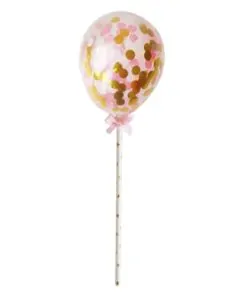 Ballon Caketopper Confetti Ballon roze