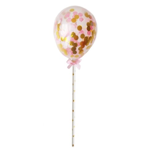 Ballon caketopper confetti ballon roze