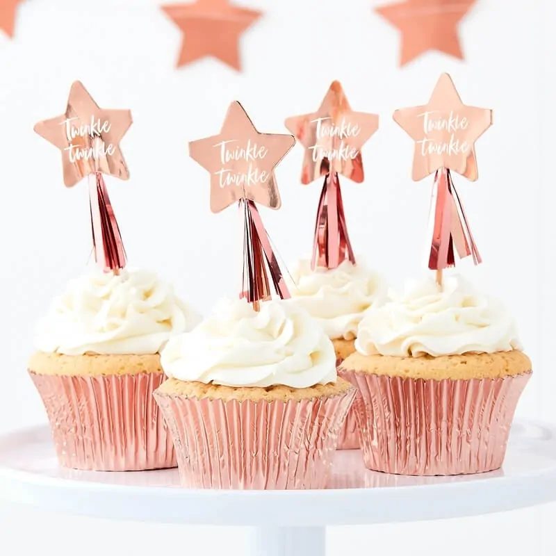 Cupcake toppers - rose gold bij cake, bake & love 4 Cupcake toppers - rose gold