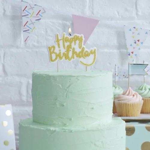 Candle happy birthday gold