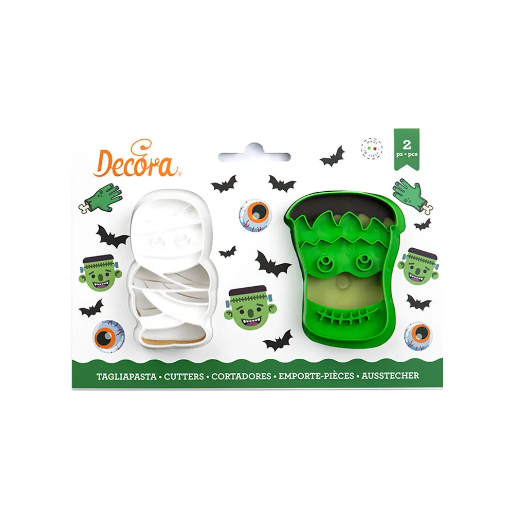 Koekjesuitsteker set mummy en frankenstein bij cake, bake & love 6 Koekjesuitsteker set mummy en frankenstein - afbeelding 2